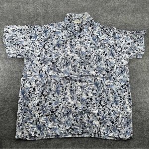 Vtg Banana Republic‎ Shirt Women Medium Short Sleeve Vaction Tropical Beach 90s